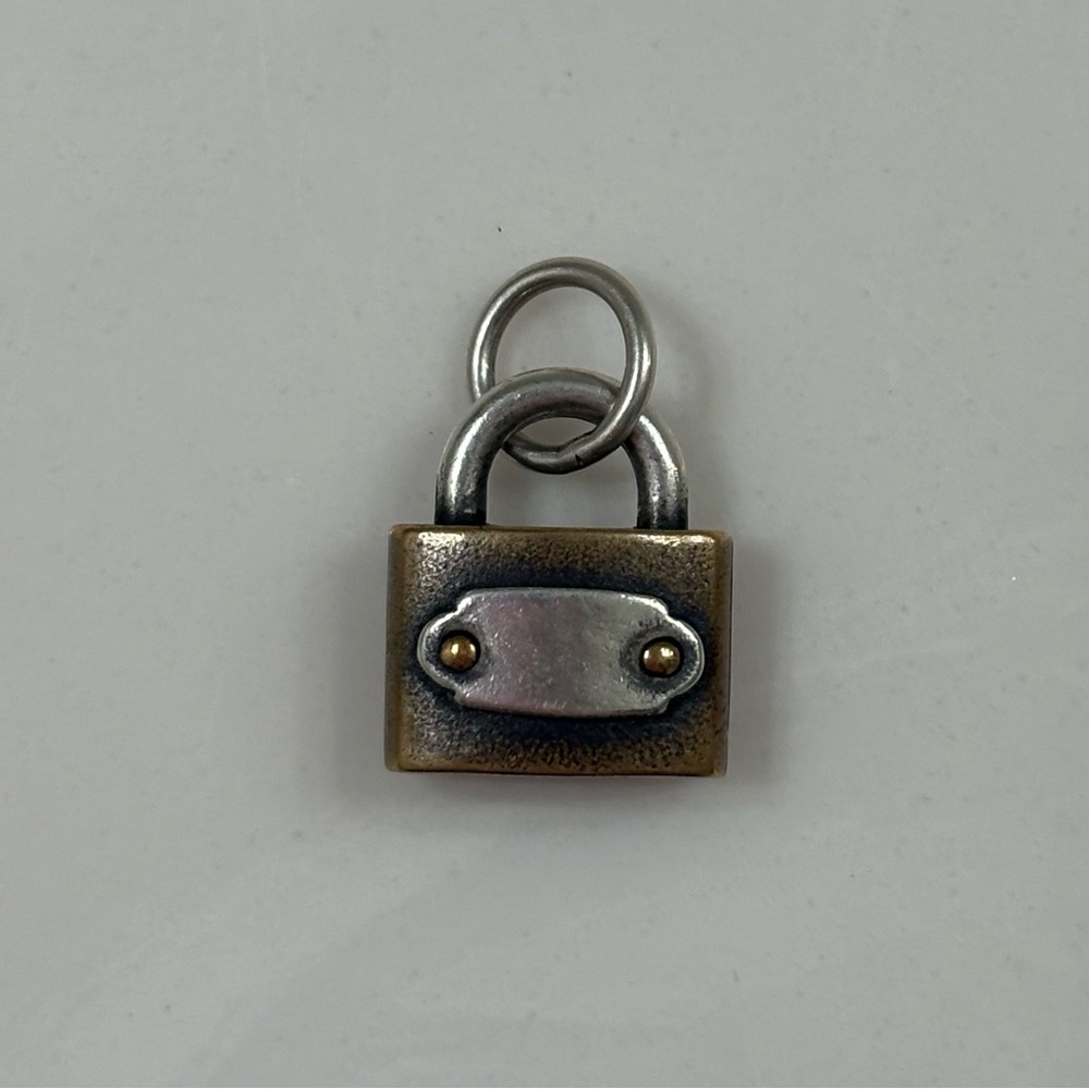 Retired Rare James Avery Pad Lock Charm Bronze and Sterling Silver - Picture 7 of 8